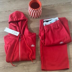 ALO Yoga Vibrant Red Zip-Up Hoodie